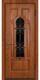 Одностворчатая входная дверь светло-коричневого цвета